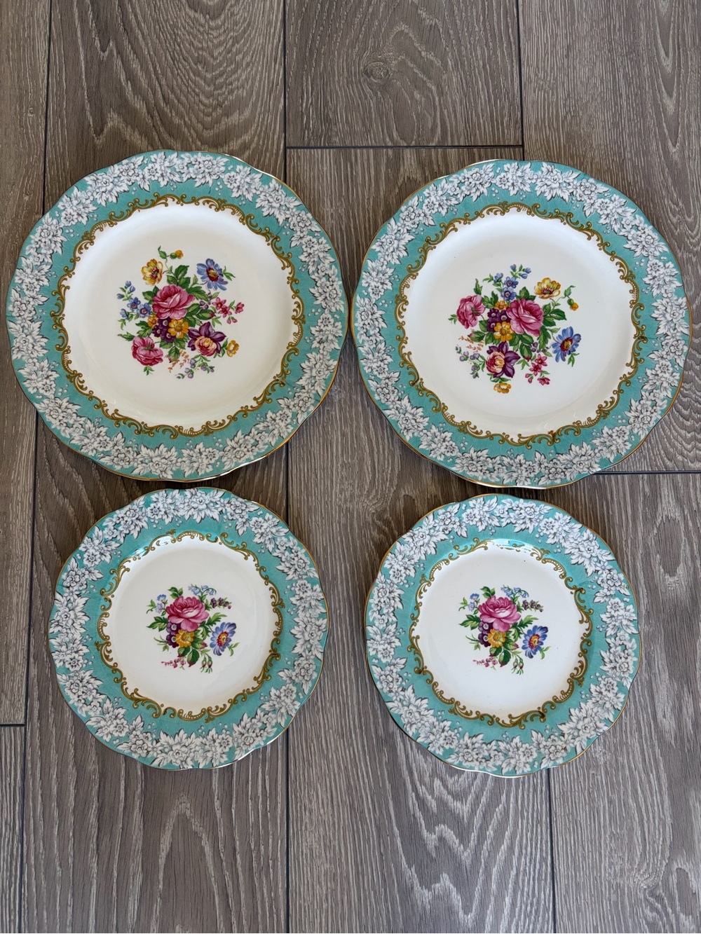 Royal Albert Turquoise Floral Dinner & Salad Plate Set
